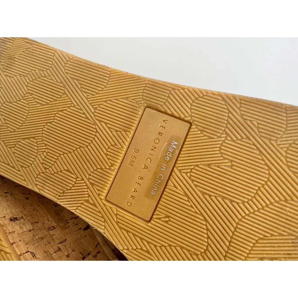 Veronica Beard Platform Sandal Women 9.5 Tan Cork Wedge Suede Thong